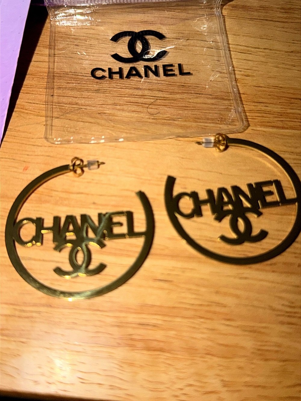 Gold Interlocking CC Logo Hoop Earrings